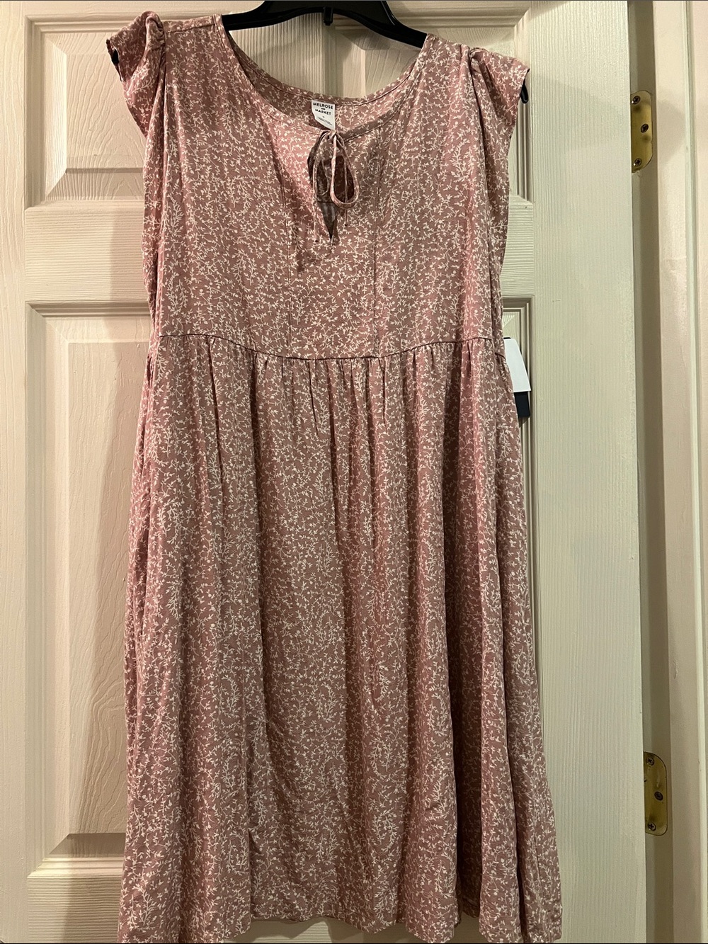 Melrose and Market Dusty Rose Floral Tie-Neck Top